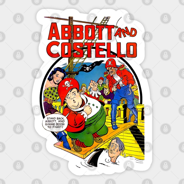 Abbott and Costello Vintage Comic Pirate Style Comedy Tee Sticker by Joaddo